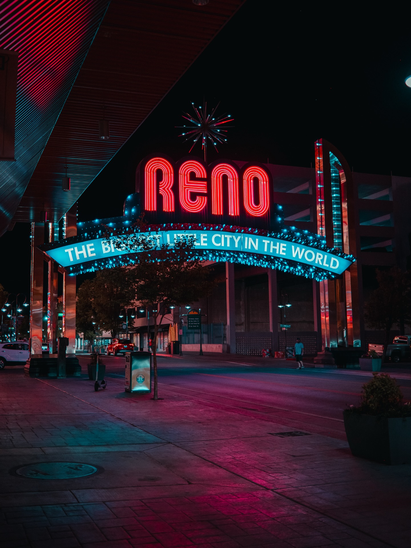 Reno arch at night